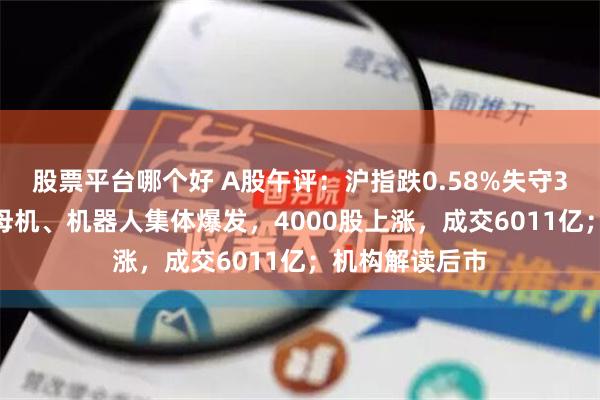 股票平台哪个好 A股午评：沪指跌0.58%失守3000点！工业母机、机器人集体爆发，4000股上涨，成交6011亿；机构解读后市