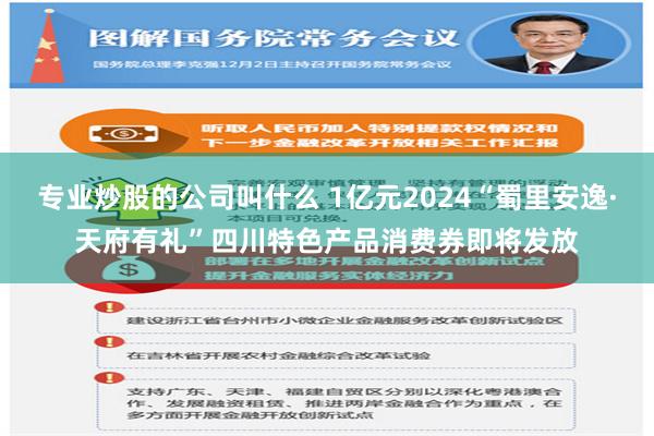 专业炒股的公司叫什么 1亿元2024“蜀里安逸·天府有礼”四川特色产品消费券即将发放