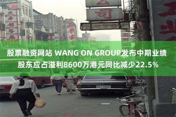 股票融资网站 WANG ON GROUP发布中期业绩 股东应占溢利8600万港元同比减少22.5%